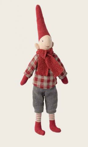 MUÑECO NAVIDAD PIXY CAMISA A CUADROS ROJOS MAILEG