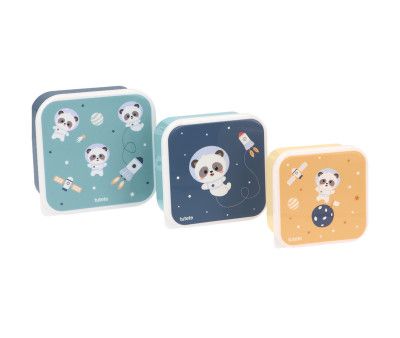 3 CAJAS ALMUERZO PANDAS IN SPACE