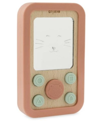 TELÉFONO MADERA SILICONA CAT TRIXIE 