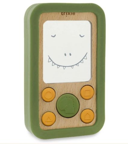 TELÉFONO MADERA SILICONA DINO TRIXIE