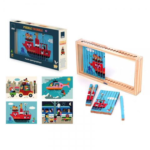 PUZZLE EN CAJA MADERA TRASPORTES 